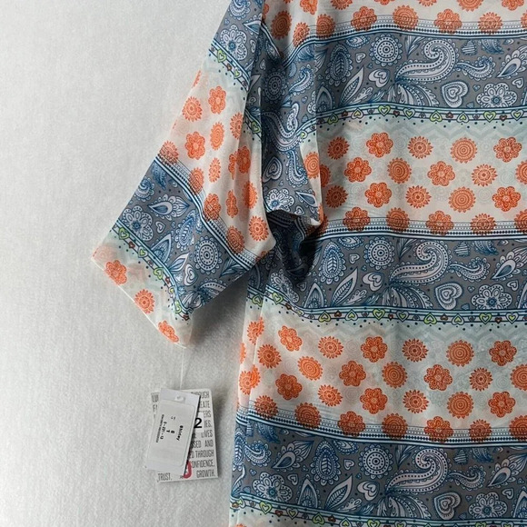 LuLaRoe Cover Up Womens Sz S Shirley Kimono Paisley Open Front Sheer Orange Blue - Picture 8 of 11